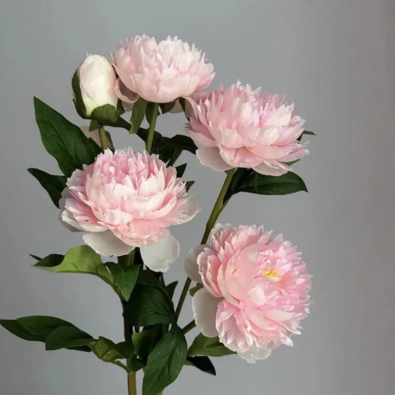 Beautiful Artificial 3 Heads Peony Flowers Long Branch For Home Wedding Table Christmas Decoration 75cm Fake Flower Room Decor