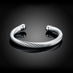 Hot elegant twisted wire bangles 925 Sterling Silver cuff Bracelets for Women Fashion Wedding Party Christmas Gift Jewelry