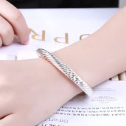 Hot elegant twisted wire bangles 925 Sterling Silver cuff Bracelets for Women Fashion Wedding Party Christmas Gift Jewelry