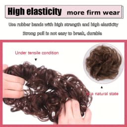 Synthetic Chignon Elastic Rubber Band Fake Hair Bun Clip in on Hair Tail Extension Updo Hair Piece Ponytail For Women Christmas