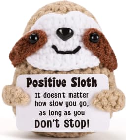 Positive Crochet Sloth Doll with Card Home Room Decor Handmade Knitting Emotional Support Sloth Animal Ornament Christmas Gift