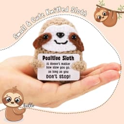Positive Crochet Sloth Doll with Card Home Room Decor Handmade Knitting Emotional Support Sloth Animal Ornament Christmas Gift