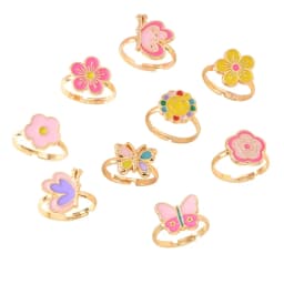 9Pcs Adjustable Rings for Girls Women Flower Butterfly Heart Alloy Ring Fashion Beauty Jewelry Christmas New Year Gift for Girl