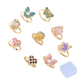 9Pcs Adjustable Rings for Girls Women Flower Butterfly Heart Alloy Ring Fashion Beauty Jewelry Christmas New Year Gift for Girl
