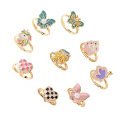 9Pcs Adjustable Rings for Girls Women Flower Butterfly Heart Alloy Ring Fashion Beauty Jewelry Christmas New Year Gift for Girl