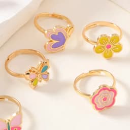 9Pcs Adjustable Rings for Girls Women Flower Butterfly Heart Alloy Ring Fashion Beauty Jewelry Christmas New Year Gift for Girl