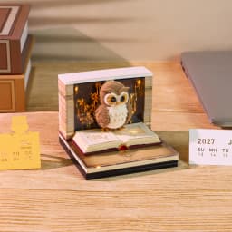 Time Piece Calendar 2027 Desk Calendar With Light 3D Magic Owl Calendar Paper Carving Art Memo Pad Notepad Gift for Christmas