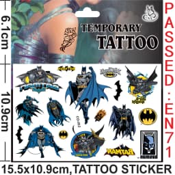 Batman Tattoo Stickers Waterproof Cute Sticker Anime Birthday Party Supplies Decoration for Kids Reward Toy Christmas Gift