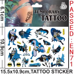Batman Tattoo Stickers Waterproof Cute Sticker Anime Birthday Party Supplies Decoration for Kids Reward Toy Christmas Gift