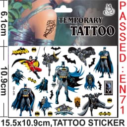 Batman Tattoo Stickers Waterproof Cute Sticker Anime Birthday Party Supplies Decoration for Kids Reward Toy Christmas Gift