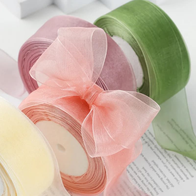 45meter/roll 12/15/20/25/40mm Organza Ribbons Wedding Christmas Birthday Party Decoration Handmade DIY Gift Wrapping Ribbons