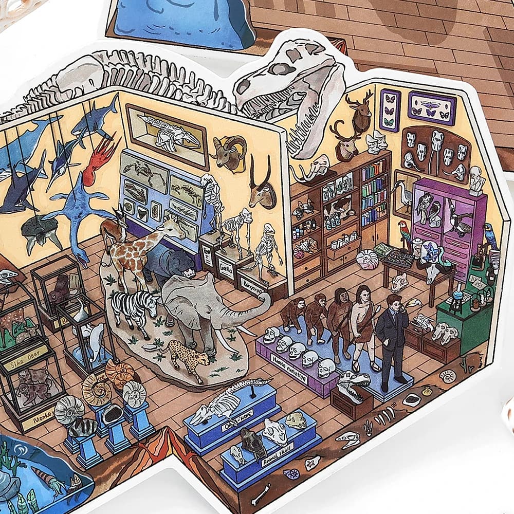Kawaii Dinosaur Museum 3D Ancient Egypt Exhibition Landscape Sticker DIY Pocket Cabin Scene Christmas gifts 