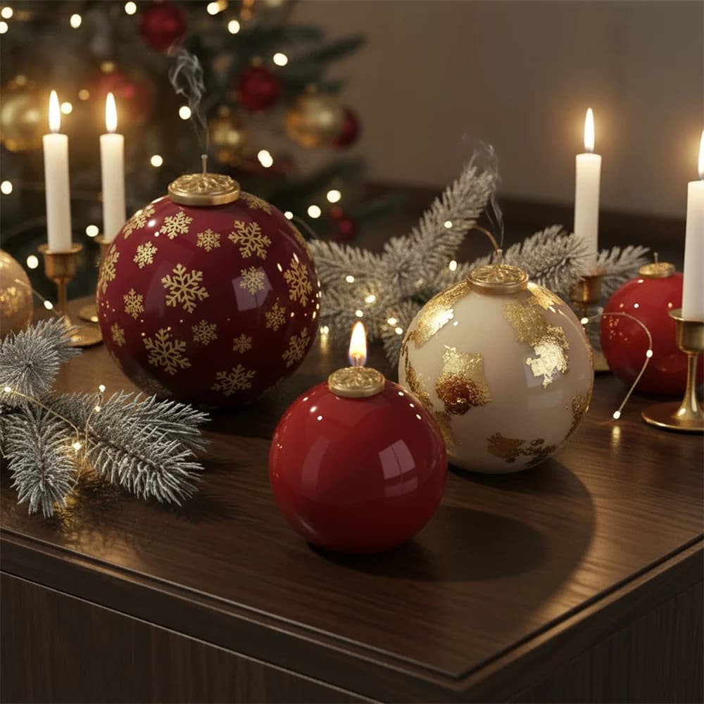 Nicole Christmas Baubles of Joy Candle Mold Christmas Silicone Mould DIY Handmade Xmas Home Decoration
