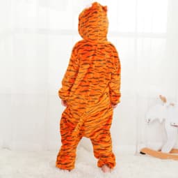 Kids Kigurumi Jumping Tiger Cartoon Onesies Children Animal Pajamas Jumpsuits Halloween Christmas Girls Boys Cosplay Costumes