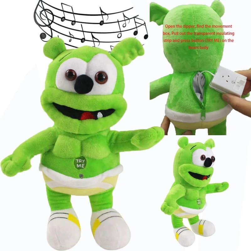 Singing Gummy Bear Plush Toys Music Voice Gummy Stuffed Dolls Peluche Sounding Bear Plushie Toys Christmas Baby Toy for Kid 30CM