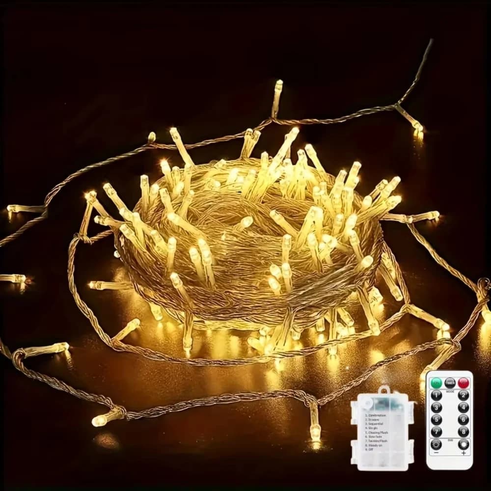 20M Fairy String Lights with Remote Control & Waterproof Battery Box,used for Indoor Outdoor Christmas Wedding Party Home Decor