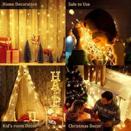 20M Fairy String Lights with Remote Control & Waterproof Battery Box,used for Indoor Outdoor Christmas Wedding Party Home Decor