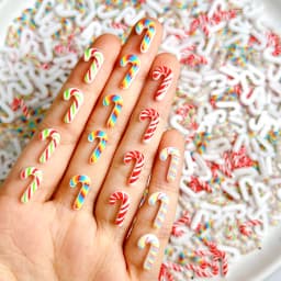 20PCS Luminous Creative Simulated Candy cane Resin Nail Charms Novel Colored Cane Nail Art Decorations DIY Christmas Series Nail