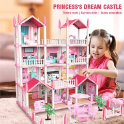 Girl Doll House Toy Children Pretend Play Dollhouse Villa Patchwork Dream Furniture Home Doll House for Kids Christmas Toy Gifts