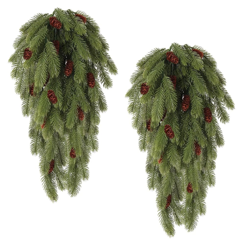1pcs Artificial Pine Needles Hanging Vine with Plastic Faux Pine Cone Fake Plants for Christmas Party Home Indoor Outdoor Decor