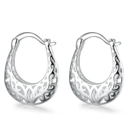 Hot Vintage flowers Hollow Carved Earrings 925 Sterling Silver for Women high quality party wedding fine Jewelry Christmas Gifts