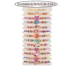 12Pcs/set Cute Cat Colorful Rope Rainbow Unicorn Charm Bracelets For Women Girls Birthday Christmas Jewelry Friendship Gift