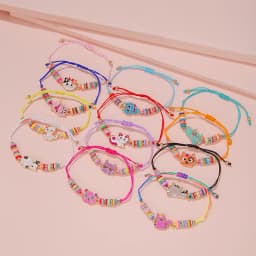 12Pcs/set Cute Cat Colorful Rope Rainbow Unicorn Charm Bracelets For Women Girls Birthday Christmas Jewelry Friendship Gift