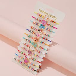 12Pcs/set Cute Cat Colorful Rope Rainbow Unicorn Charm Bracelets For Women Girls Birthday Christmas Jewelry Friendship Gift