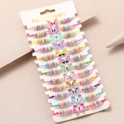 12Pcs/set Cute Cat Colorful Rope Rainbow Unicorn Charm Bracelets For Women Girls Birthday Christmas Jewelry Friendship Gift
