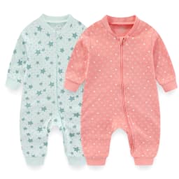 Kiddiezoom 1/2Pcs Fashion Christmas Cartoon 100%Cotton Zipper Baby Boy Girl Rompers Soft Newborn Clothes