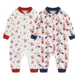 Kiddiezoom 1/2Pcs Fashion Christmas Cartoon 100%Cotton Zipper Baby Boy Girl Rompers Soft Newborn Clothes