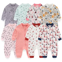Kiddiezoom 1/2Pcs Fashion Christmas Cartoon 100%Cotton Zipper Baby Boy Girl Rompers Soft Newborn Clothes