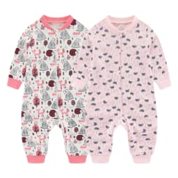 Kiddiezoom 1/2Pcs Fashion Christmas Cartoon 100%Cotton Zipper Baby Boy Girl Rompers Soft Newborn Clothes