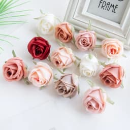 Cheap Rose Head Silk Artificial Flowers For Home Wedding Arch Craft Supplies Decoration DIY Christmas Wreath Accessory Scrapbook