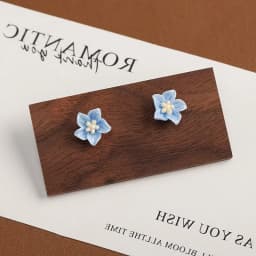 Resin Blue Camellia Stud Earring for Women New Trend Sweet Jewelry Accessory Wholesale Wedding Christmas Gift