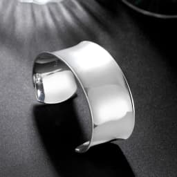 925 Sterling Silver charm Smooth wide Big bangle Bracelets for Women Luxury Fashion Party Wedding cuff Jewelry Christmas Gift