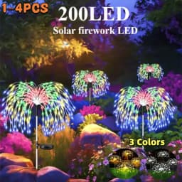 1/2/4PCS Solar Firework Light Waterproof Outdoor 8 Lighting Modes Lights 90-200LED Fairy String Light Christmas Path Lawn Decor
