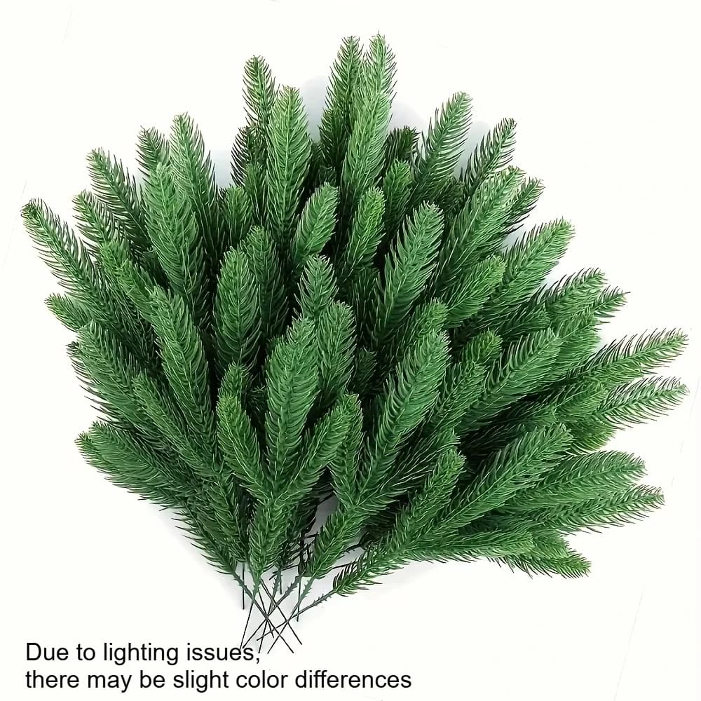 20pcs Artificial Pine Tree Plastic Green Pine Branches DIY Christmas Decoration Winter Tabletop Plants Christmas Tree Decoration