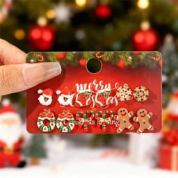 Cute Christmas Gingerbread Snowflake Earrings Set for Women 12 pcs Santa Claus Christmas Tree Bell Earrings New Year Jewelry