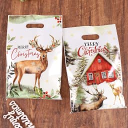 10/20/50pcs Christmas Candy Bags Rustic Xmas Tree Wreath Elk Truck Gifts Packaging Bag Winter Holiday Christmas Decorations 2025