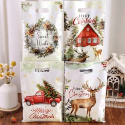 10/20/50pcs Christmas Candy Bags Rustic Xmas Tree Wreath Elk Truck Gifts Packaging Bag Winter Holiday Christmas Decorations 2025