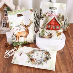 10/20/50pcs Christmas Candy Bags Rustic Xmas Tree Wreath Elk Truck Gifts Packaging Bag Winter Holiday Christmas Decorations 2025