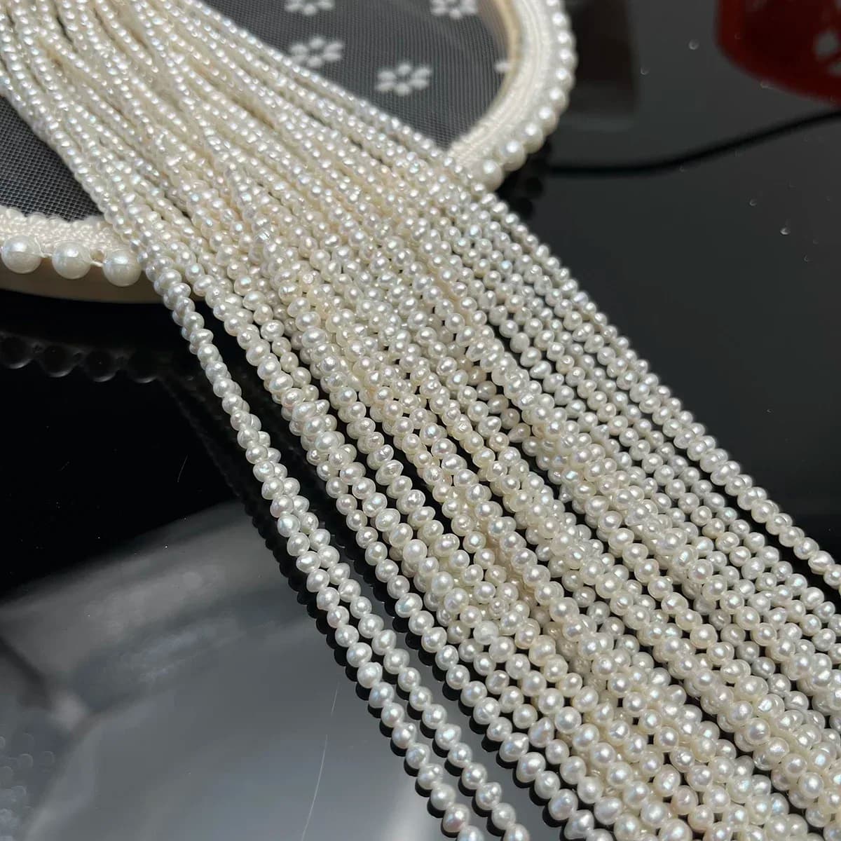 Natural Freshwater Pearls 3-4mm AA White Round Small Beads for Jewelry Making DIY Necklace Bracelet Accessories Gift Christmas