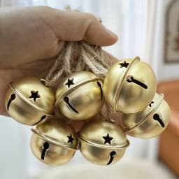 10pcs Golden Decorative Bells - Elegant Metal Christmas Tree Ornaments with Star, Perfect for Holiday Decor, Doorbells Pet Bells