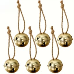 10pcs Golden Decorative Bells - Elegant Metal Christmas Tree Ornaments with Star, Perfect for Holiday Decor, Doorbells Pet Bells