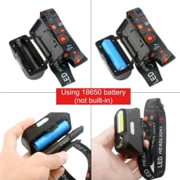 HOMEFISH USB Rechargeable Head Light, Powerful Hands-Free Head Torch, Christmas Stocking Stuffer for Outdoor Work Gift