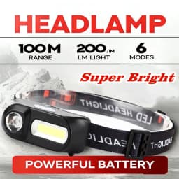 HOMEFISH USB Rechargeable Head Light, Powerful Hands-Free Head Torch, Christmas Stocking Stuffer for Outdoor Work Gift