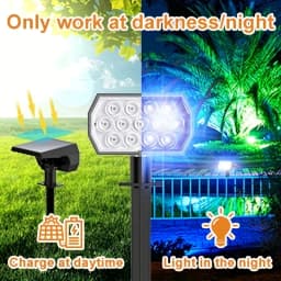 Solar Spot Lights Outdoor Color Changing 7 Modes Christmas IP65 Waterproof Landscape Spotlights Dusk To Dawn For Patio Garden