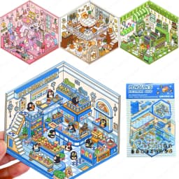 Kawaii 3D Landscaping Stickers Cartoon Miniature Scene Visual Stacking Three-dimensional Stickers Christmas Gift