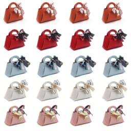 20PCS Leather Gift Bags Bow Ribbon Packaging Bag Wedding Favour Distributions Bags Christmas Candy Packaging Box Mini Handbag